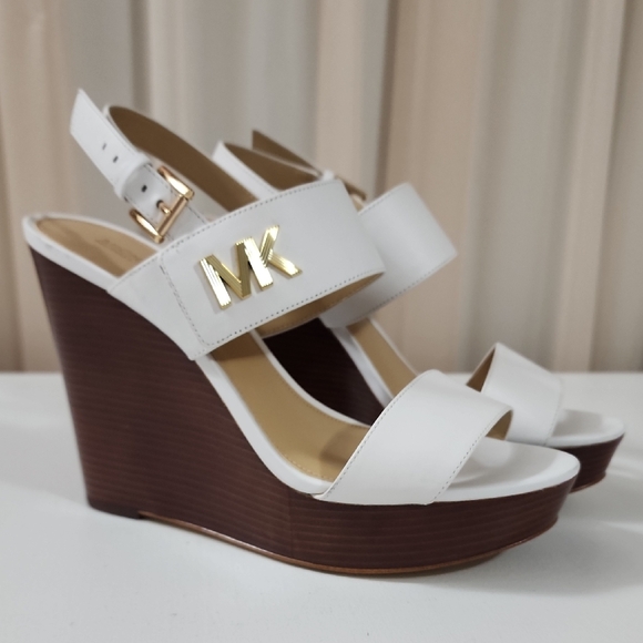 Michael Kors Brown and White Wedge Shoes - Picture 1 of 6